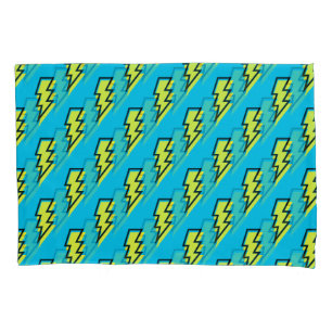 80's/90's Pattern Fun Blue Yellow Bolt Neon Retro Pillowcase