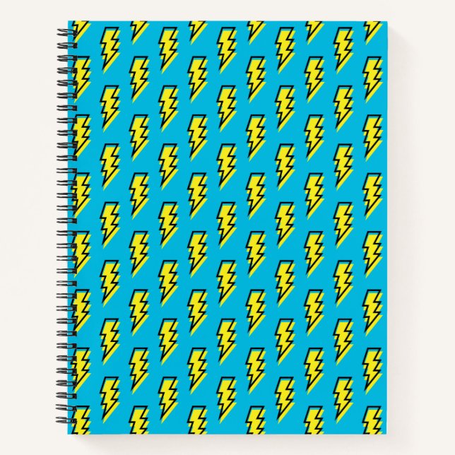 80's/90's Retro Blue Yellow Lightning Bolt Pattern Notebook (Front)