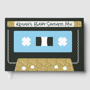80s 90s Retro Cassette Tape Guest Book Baby Blue