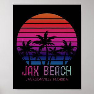 80s 90s Retro Colours Jacksonville Florida Vacatio Poster