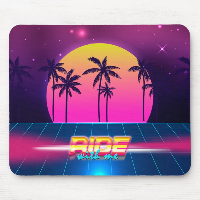 80's 90's Retro Futuristic Style Mouse Pad (Front)