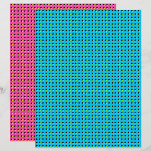 80's/90's Retro Neon Blue Pink Black Dots Pattern