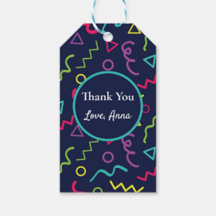 80s 90s Retro Neon Memphis Pattern Custom  Gift Tags