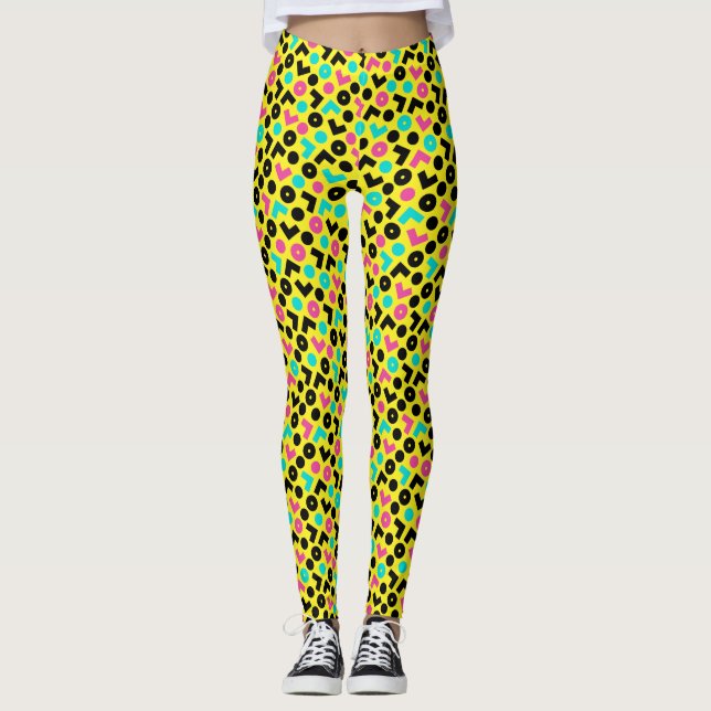 80's/90's Retro Neon Pattern Leggings (Front)