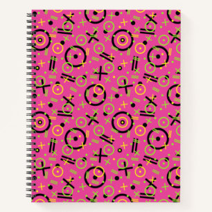 80's/90's Retro Neon Pink Doodle Pattern Notebook
