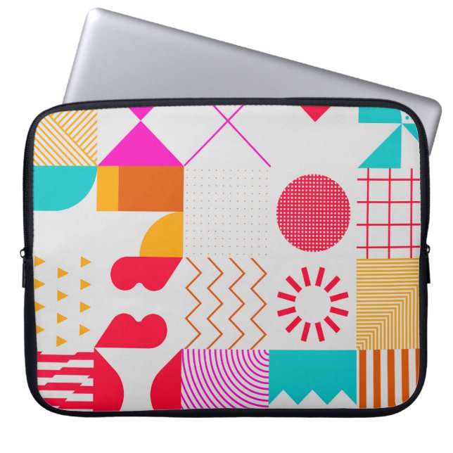 80s-90s Trendy Geometric Background Laptop Sleeve (Front)
