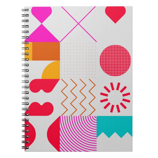 80s-90s Trendy Geometric Background Notebook (Front)