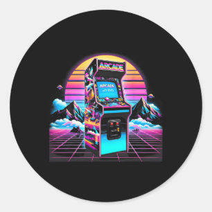 80s 90s Vintage Retro Arcade Video Game Old School Classic Round Sticker