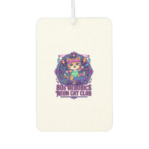 80s Aerobics Neon Cat Funny Cat Lover Design - 80s Air Freshener