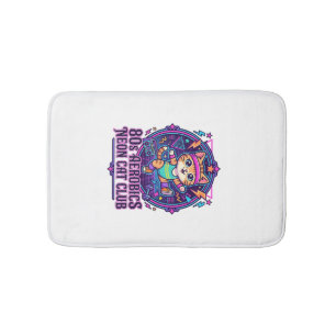 80s Aerobics Neon Cat Funny Cat Lover Design - 80s Bath Mat