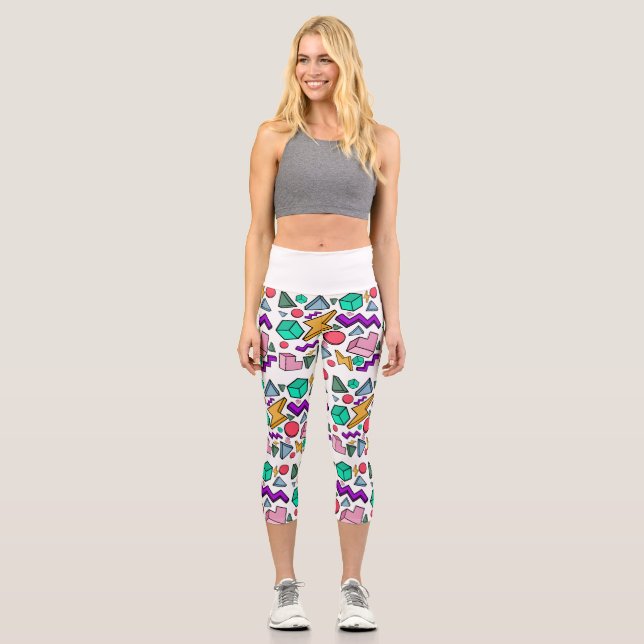80s Aesthetic Vintage Retro Capri Leggings (Front)