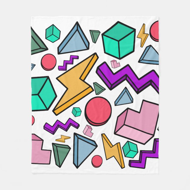 80s Aesthetic Vintage Retro Fleece Blanket (Front)