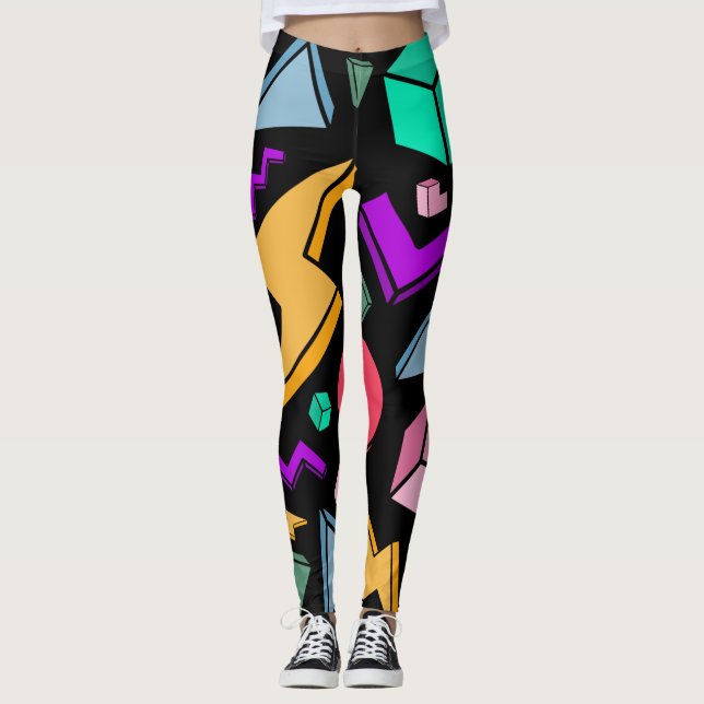 80s Aesthetic Vintage Retro Leggings (Front)