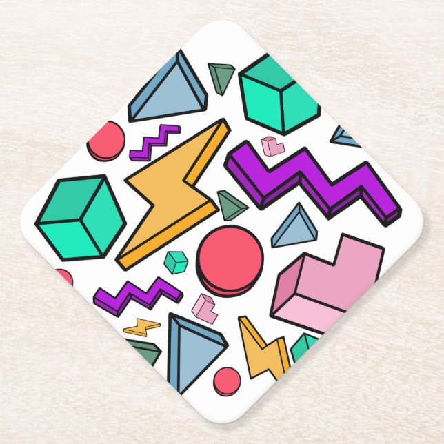 80s Aesthetic Vintage Retro Paper Coaster (Front)