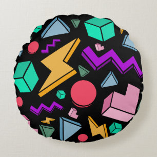 80s Aesthetic Vintage Retro Round Pillow