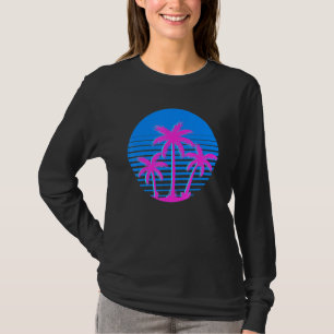 80s Art Tropical Summer Vibes Coconut Palm Trees V T-Shirt
