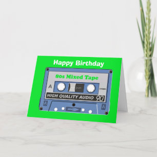 80s birthday card with 80s mixed tape song tape