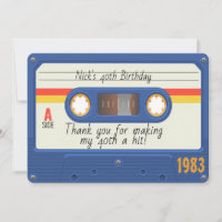 80's Birthday Party, Cassette Tape Thank you card