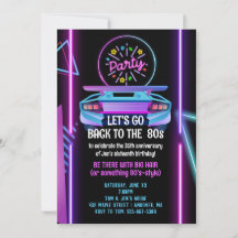 80s Birthday Party Editable Invitation