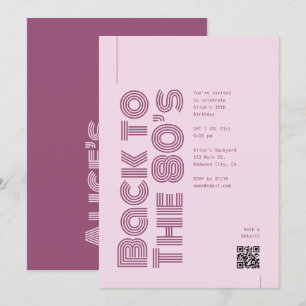 80s Birthday Party Retro Pink QR Code Invitation