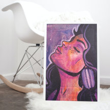 80s Black & Purple Hair Feminine Pop Art Collage P