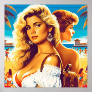 80s Blonde Summer Girl Poster