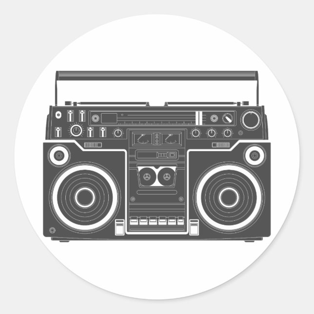 80s Boombox Classic Round Sticker (Front)