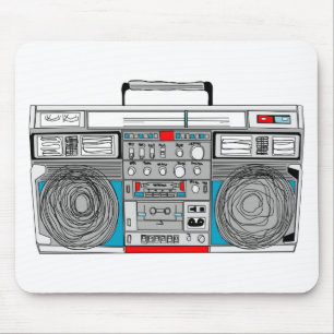 80s boombox illustration mouse pad
