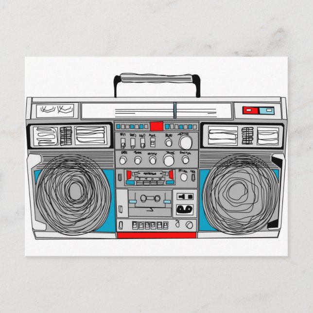 80s boombox illustration postcard (Front)