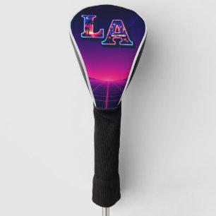 80s California Style Neon LA Typography Art Golf Head Cover