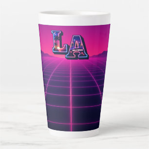 80s California Style Neon LA Typography Art Latte Mug