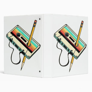 80s Cassette Tape Pencil 1980s Retro Vintage Throw Binder