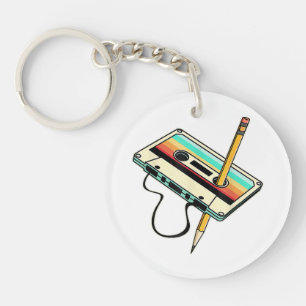 80s Cassette Tape Pencil 1980s Retro Vintage Throw Keychain