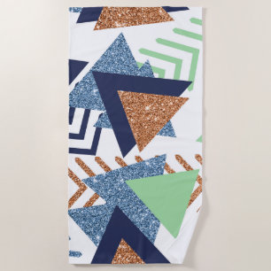 80s Color Abstract Navy Rose Gold Mint 90s Beach Towel