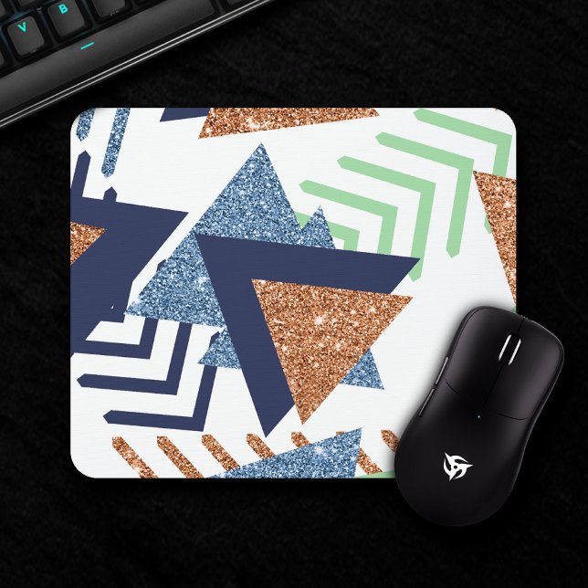 80s Colour Abstract | Navy Rose Gold Mint 90s Mouse Pad (Creator Uploaded)