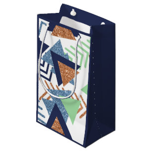 80s Colour Abstract Navy Rose Gold Mint 90s Small Gift Bag