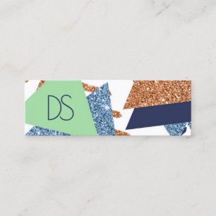 80s Colour Abstract Navy Rose Gold Mint Custom Mini Business Card