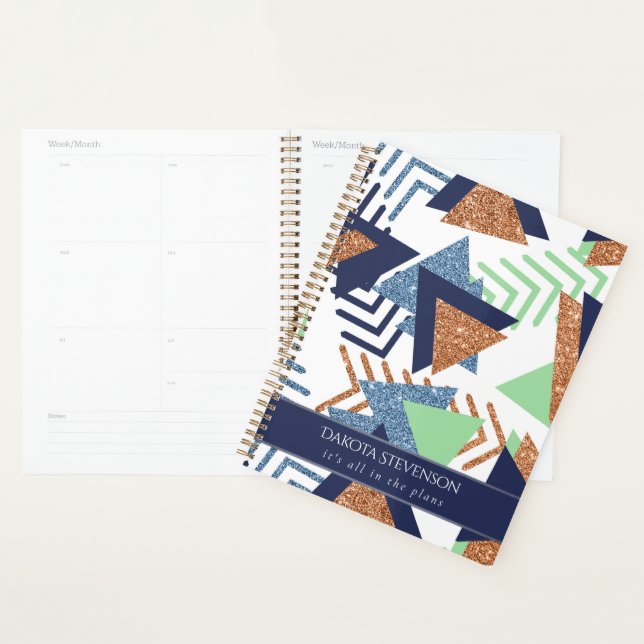 80s Colour Abstract | Navy Rose Gold Mint Custom Planner (Display)
