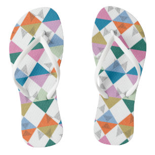 80's colourful triangles flip flops