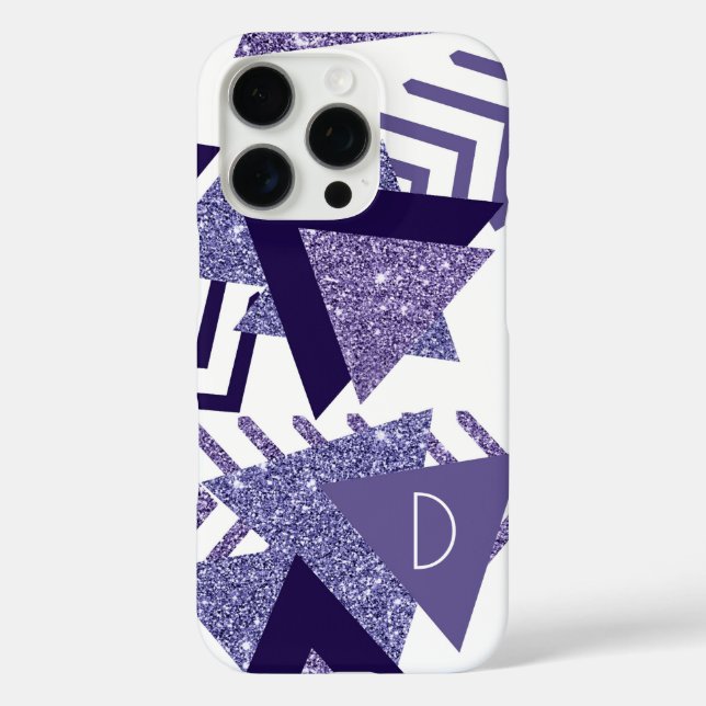 80s Cool Abstract | Purple Passion Shapes Monogram Case-Mate iPhone Case (Back)
