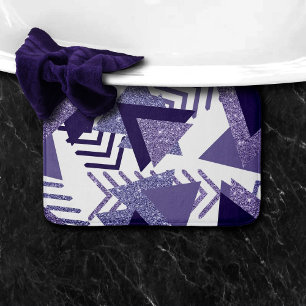 80s Cool Abstract   Purple Passion Shapes Pattern Bath Mat