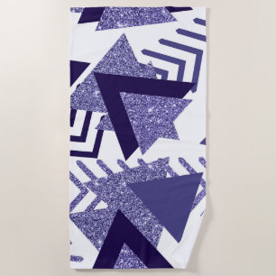 80s Cool Abstract   Purple Passion Shapes Pattern Beach Towel