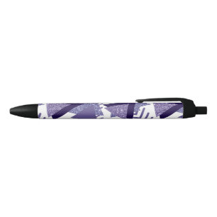 80s Cool Abstract Purple Passion Shapes Pattern Black Ink Pen