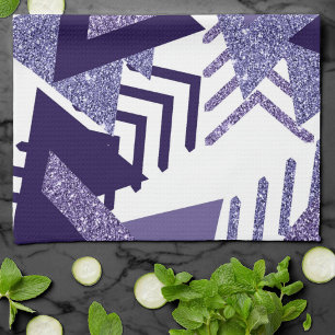 80s Cool Abstract   Purple Passion Shapes Pattern Kitchen Towel