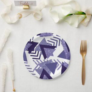 80s Cool Abstract Purple Passion Shapes Pattern Paper Plate
