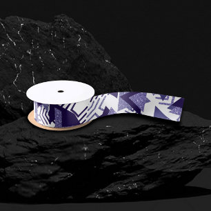 80s Cool Abstract   Purple Passion Shapes Pattern Satin Ribbon