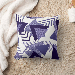 80s Cool Abstract Purple Passion Shapes Pattern Throw Pillow