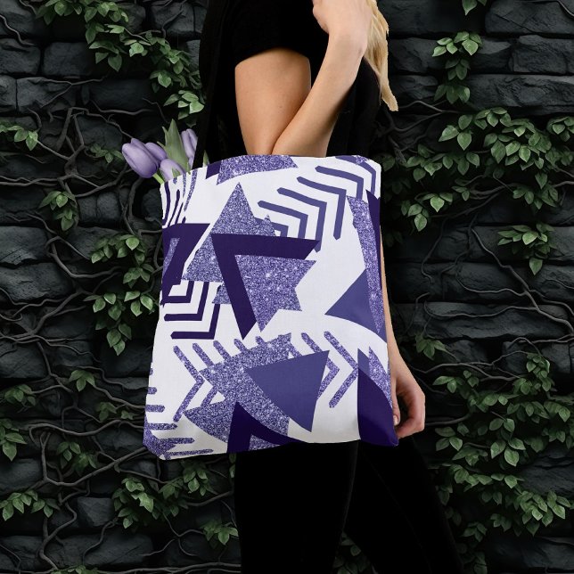 80s Cool Abstract | Purple Passion Shapes Pattern Tote Bag (Creator Uploaded)