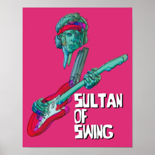 80s Dire Sultan of Swing Pop Rock 70s Vintage Musi Poster