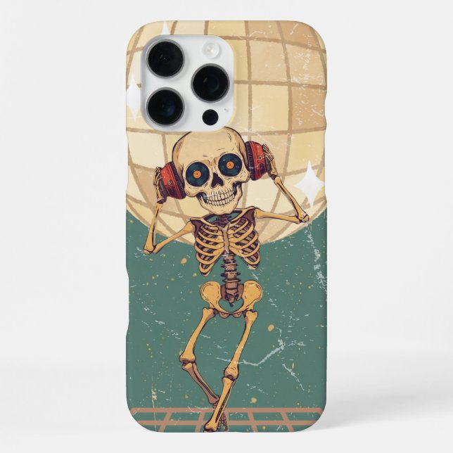80s Disco Party Dancing Skeleton Music Gift iPhone Case (Back)